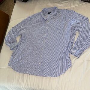 Ralph Lauren Blue and White Striped Casual Shirt Size 4 XB